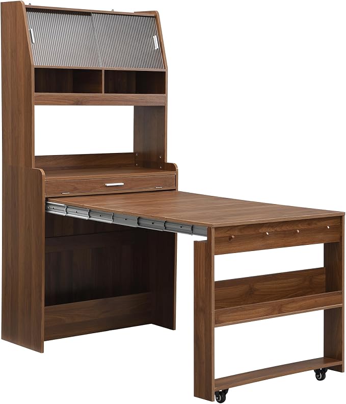 Kitchen Storage Cabinet with Hutch and Extendable Dining Table, 33.5" - Image 7