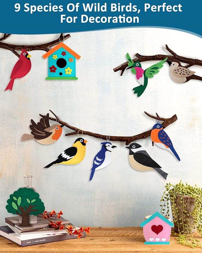 CiyvoLyeen Wild Birds Sewing Craft Kit Animal Sewing Kit for Boys and Girls Beginners Set of 12 Sewing Projects Gift for Kids