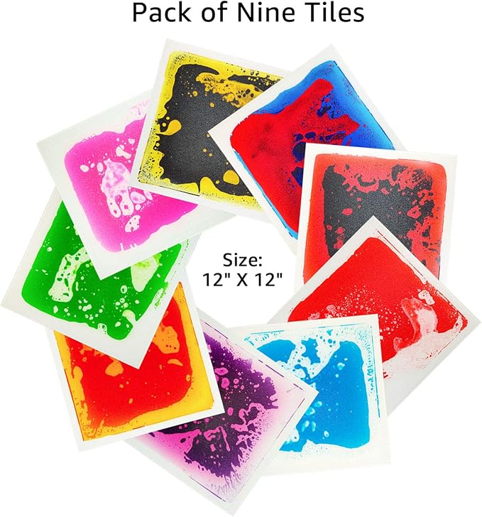Art3d Liquid Fusion Activity Play Centers for Children, Toddler, Teens, 12" X 12" Pack of 9 Tiles