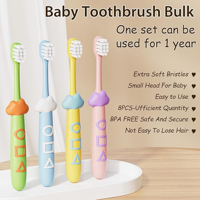 Kids Toothbrushes 8 Pack,Soft Bristle Toothbrush for Toddlers 2-12 Years Old, Cute Multicolor Boys Girls Toothbrushes,Clean Kids Teeth Bristles Not Easy to Shed