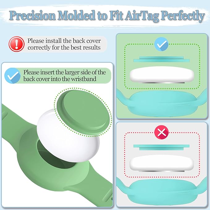 Kids Waterproof Airtag Bracelet Compatible with Apple AirTag, Hidden Silicon Protective Case for Air Tag GPS Tracker Holder, Adjustable Anti-Lost Watch Band for Toddler Child (Pink & Purple)