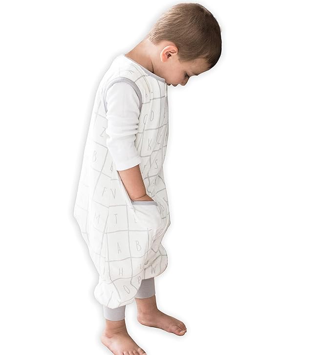 Tealbee Dreamsuit: Toddler Sleep Sack with Feet 12-18 months, 18-24 months - 1.2 TOG All Season Baby Wearable Blanket for Walkers - Rayon made from Bamboo, Organic Cotton Sleep Bag (12m-2T) - Alphabet