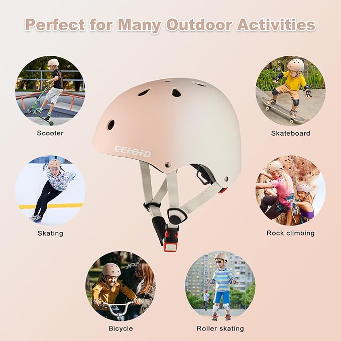 Kids Bike Helmet,Toddler Skateboard Helmets for Ages 2-3-5-8-14 Years Boys Girls，Adjustable Multi-Sport Bicycle Skateboarding Football Roller Skating Scooter Rollerblade Balance Bike Helmet