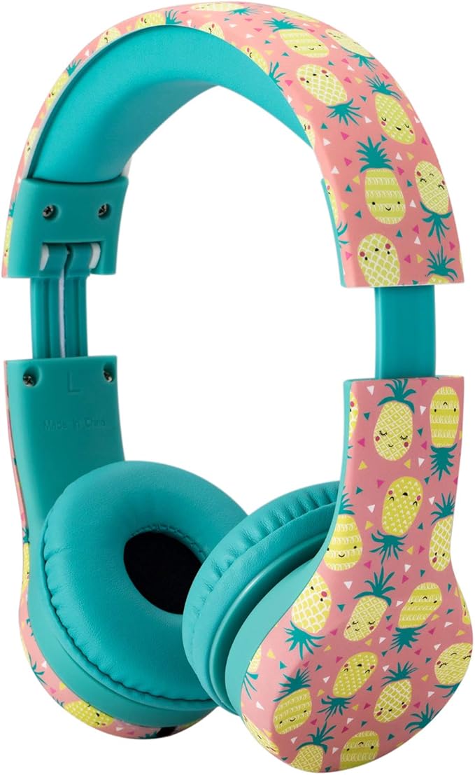 Snug Play+ Kids Headphones – Volume Limited 93dB for Safe Listening – Foldable, Durable Headphones for Toddlers, Boys & Girls – Tangle-Free Cord – Ideal for Travel, School, Tablets - Pineapples