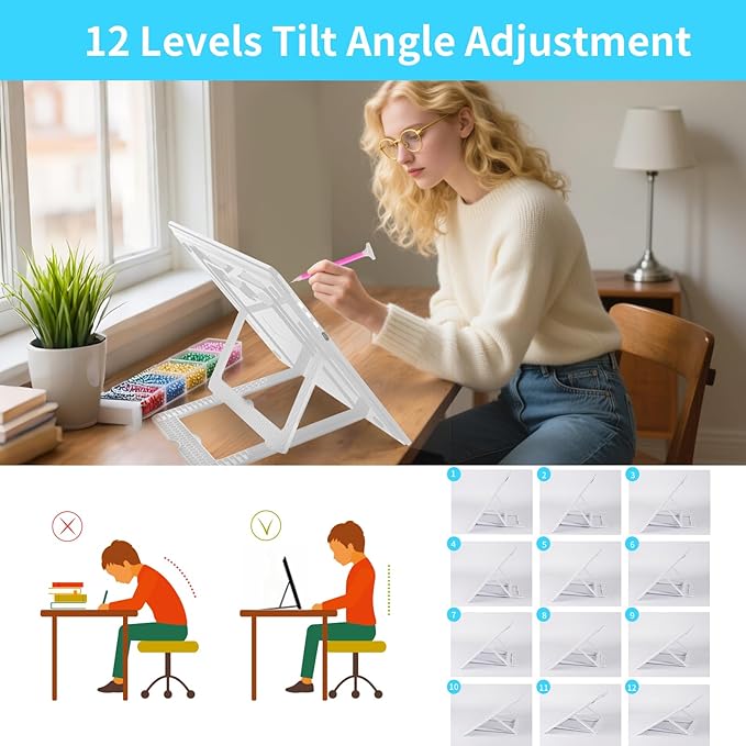 Phylosal Rechargeable A3 Light Pad with Built-in Stand & Bag, Magnetic Tracing Light Box for Drawing, Diamond Art Light Board with Side Button, Super Bright Light Table for Diamond Painting, Sketching