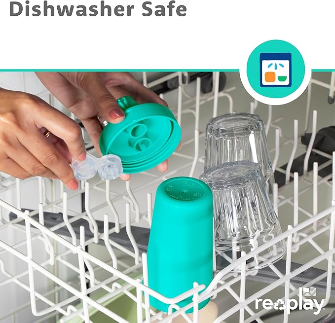 Re-Play Made in USA 10 Oz. Sippy Cups for Toddlers, Pack of 4 - Reusable Spill Proof Cups for Kids, Dishwasher/Microwave Safe - Hard Spout Sippy Cups for Toddlers 3.13" x 6.25", Fresh