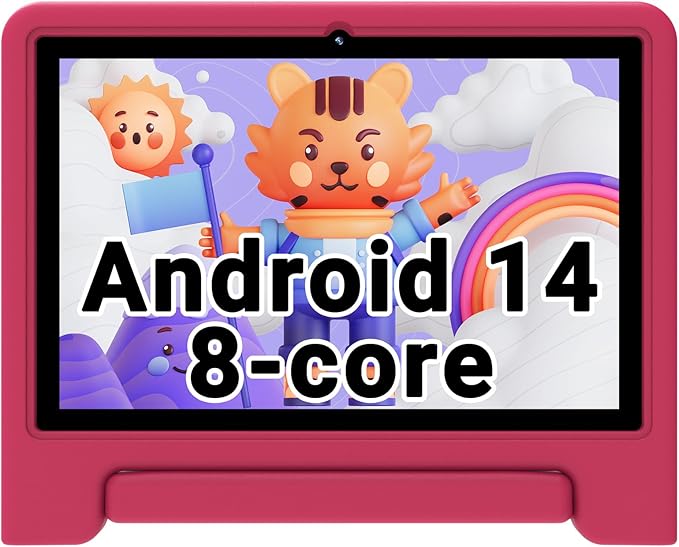 ApoloSign Kids Tablet 2025, 10.1 inch Tablet for Kids, Octa-core, 6 GB RAM, 64GB ROM Tablets for Toddlers with Parental Control, 8-hr Battery, Wi-Fi6, BT5.0, Droop-Proof Case (Pale Pink)