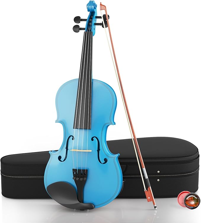 Beginner Violin 4/4, Full Size Violin for Adults, Teens, Student, Acoustic Fiddle Kit with Hard Case, Bow, Rosin, Bridge, Learners Age 12+ (Sky Blue)