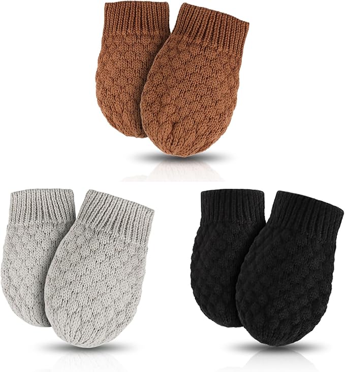 Baby Knit Mittens Toddler Boys Girls Gloves Winter Infant Newborn No Scratch Mitten 0-3 Years