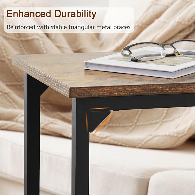 AMHANCIBLE C Shaped End Table, Slide Under Couch Table - Image 5