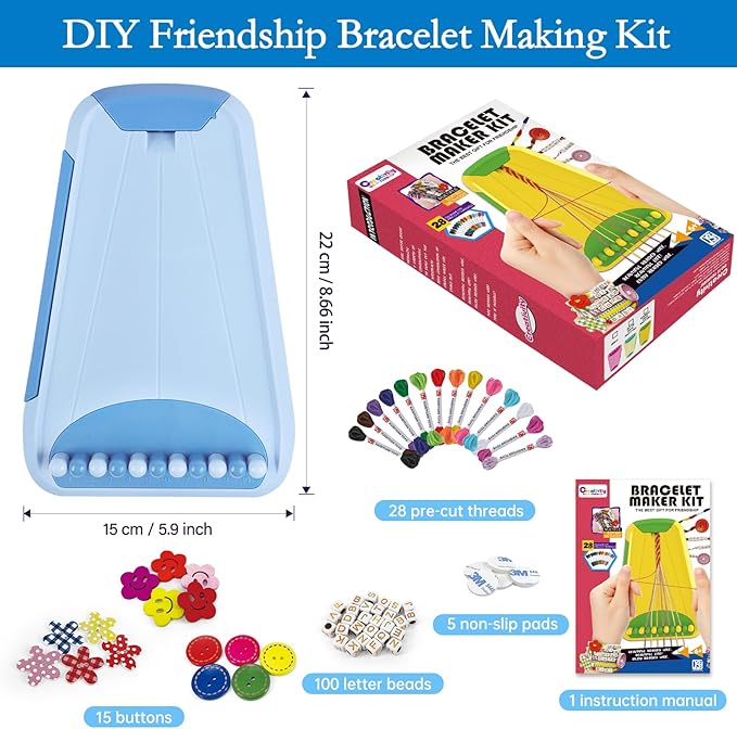 Friendship Bracelet Making Kit for Girls, Arts and Crafts Bracelets String Maker Kit for Kids Ages 8-12 Christmas Birthday Gifts (All Blue)