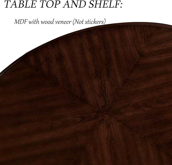 LKTART Oval Coffee Tables for Living Room, Round Vintage Coffee Table - Image 4