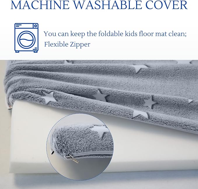 MeMoreCool Kids Floor Mattress Large 6x4 FT, Thicken Foam Futon Mattress for Playroom, Foldable Crawling Mat for Children’s Play Area