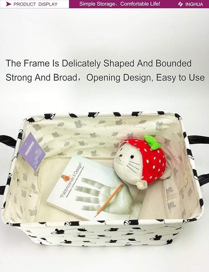 Rectangular Storage Basket Fabric Organizer Bin for Toys,Books,Clothes,Gifts,Pets-Perfect for Home,Office,Nursery,Dorm,Shelf(Rec Bulldog)