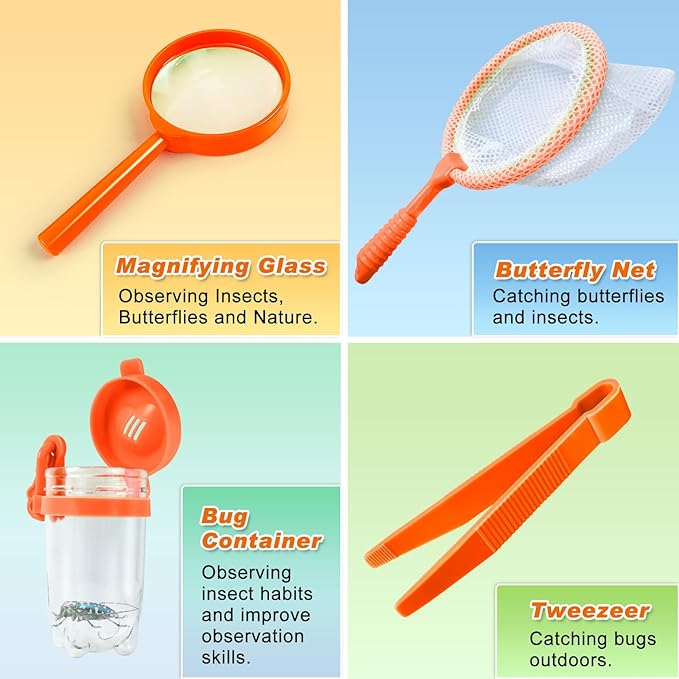 Kids Explorer Kit & Bug Catcher Kit, Kids Camping Gear for Kids, Outdoor Exploration Set with Vest & Hat, Ideal Outdoor Camping Adventure Toys for Ages 3 4 5 6 7 8 Boys Girls