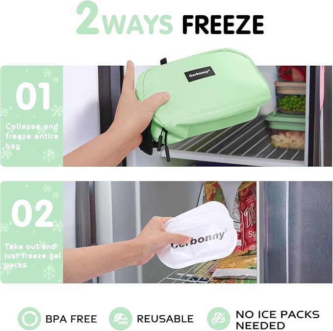 Small Cooler Bag Freezable Lunch Bag for Work School Travel,Leak-proof Small Lunch Bag,Small Insulated Bag For Kids/Adults,Freezer Lunch Bags,Freezable Snack Bag,Mini Lunch Bag 9.8x5.5x4 inches