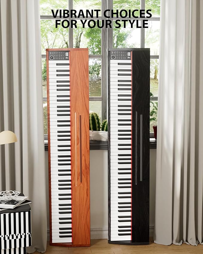 88 Key Digital Piano Keyboard for Beginners - Full Size Semi Weighted Wooden Electric Piano Set with Stand, Triple Pedal, Headphone,Carry Bag - Supports USB-MIDI Connecting (Wood Grain Black)