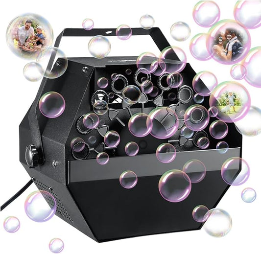Theefun Bubble Machine: 750ML Metal Automatic Bubble Maker for Toddlers and Kids, Portable Professional Bubble Blower Operated by Plug-in Bubble Toys for Parties Weddings Indoor and Outdoor Use