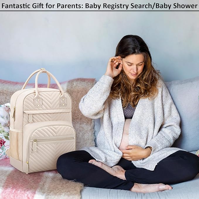 Diaper Bag Backpack Tote for Women Large Capacity, Baby Bag with Insulated Pockets Multifunctional Diaper Bags For Baby Girl Boy Waterproof Baby Bags For Boys Girls Maternity Bag Beige