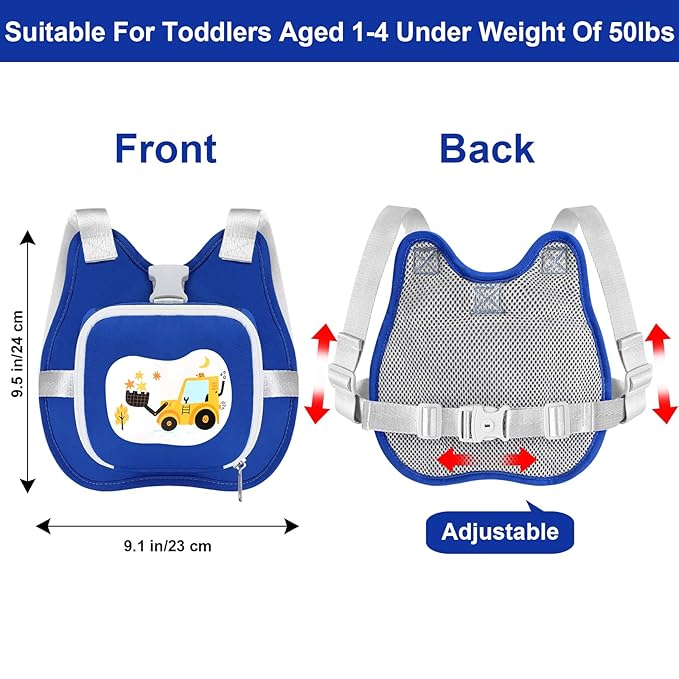 Accmor Toddler Harness Leash, Kids Cute Excavator Walking Harness Tether Wristband Assistant Strap Belt Protector for Baby Boys, Collapsible Child Leash + Anti Lost Wrist Link for Outdoor Travel Blue