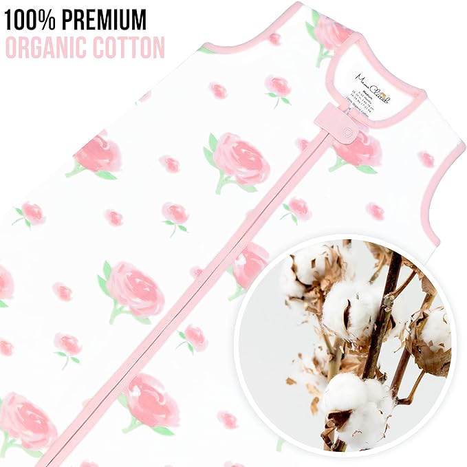 Mama Cheetah Baby Sleep Sack 0.5 TOG, Organic Cotton Baby Wearable Blanket with Two-Way Zipper, Swaddle Transition Baby Sleeping Bag for Newborn Infant Toddler Boy Girl, 6-12 Months