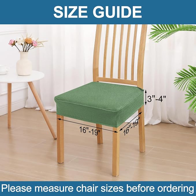 Smiry Waterproof Seat Covers for Dining Room Chairs Set of 2, Stretch Jacquard - Image 2