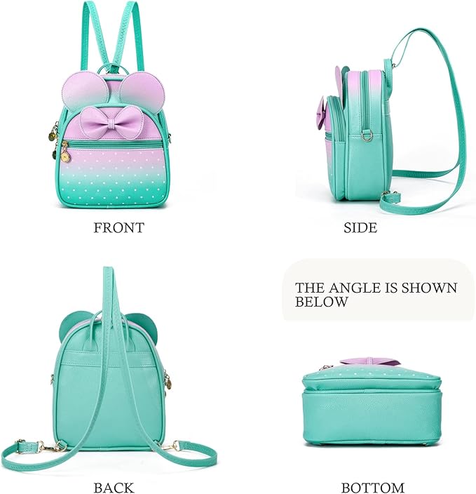 KL928 Girls Bowknot Polka Dot Cute Mini Backpack Small Daypacks Convertible Shoulder Bag Purse for Women