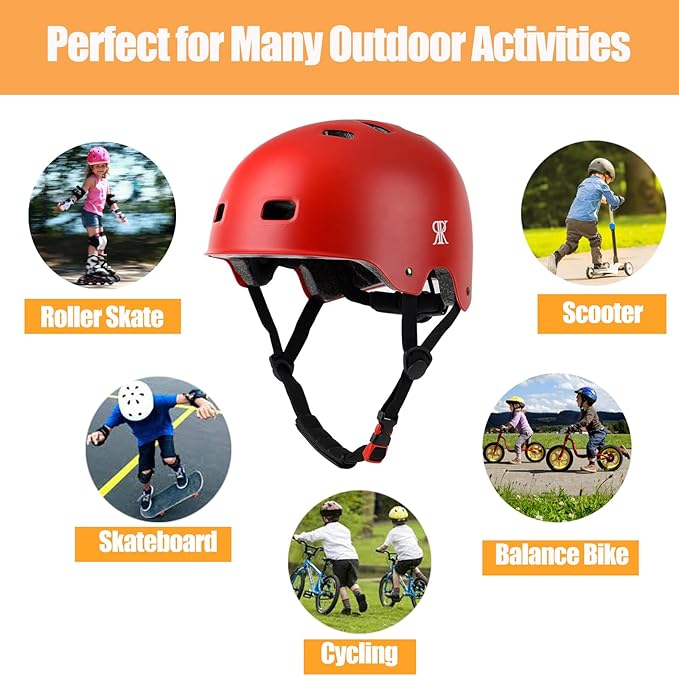 Youth Kids Bike Helmet, Skateboard Bicycle Helmet for Age 5-8-10-12-14 Teen Boys Girls Adjustable and Multi-Sport for Scooter Roller/Inline Skate