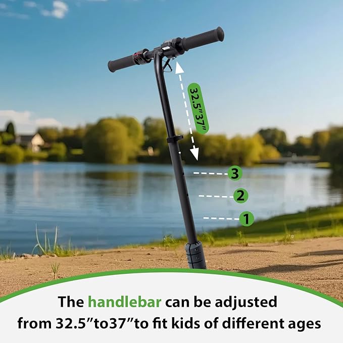 Foldable Children's Electric Scooter (Ages 6-14) - Top Speed 16 km/h, Maximum Range 8 km, 7-inch Illuminated Front Wheel, 6-inch Solid Rear Wheel