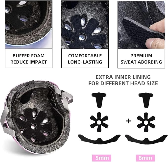 Kids Bike Helmet,Boys Girls Helmet Multi-Sport Helmet for Skateboard Roller Inline Skating Bicycle Scooter 3 Sizes