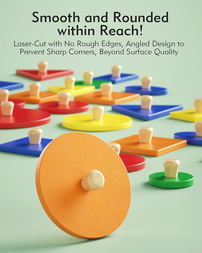 Montessori Shape Puzzle - Colorful Sorting Pieces for Toddlers 1-3 Years & 6-12-18 Months Developmental Toys