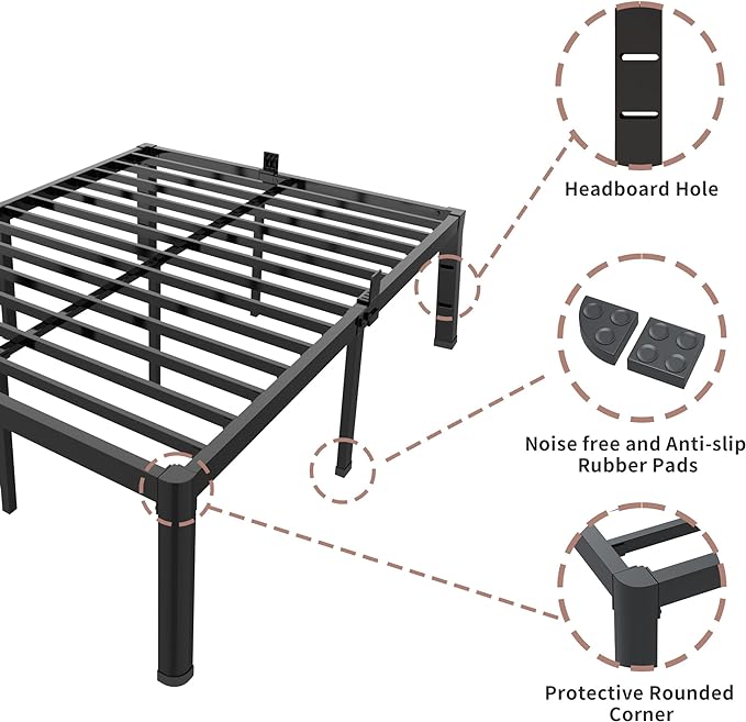 ROIL 12 inch Metal Queen Bed Frame - Image 6