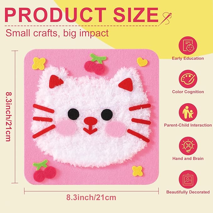 DIY Embroidery Doll Kit, Cartoon Animal Craft Sewing Kit for Kids, Felt Crafts, Beginner Sewing for Kids Ages 4-8 Plus - Helps Develop Fine Motor Skills (3PCS-Deer/Elephant/Bear)