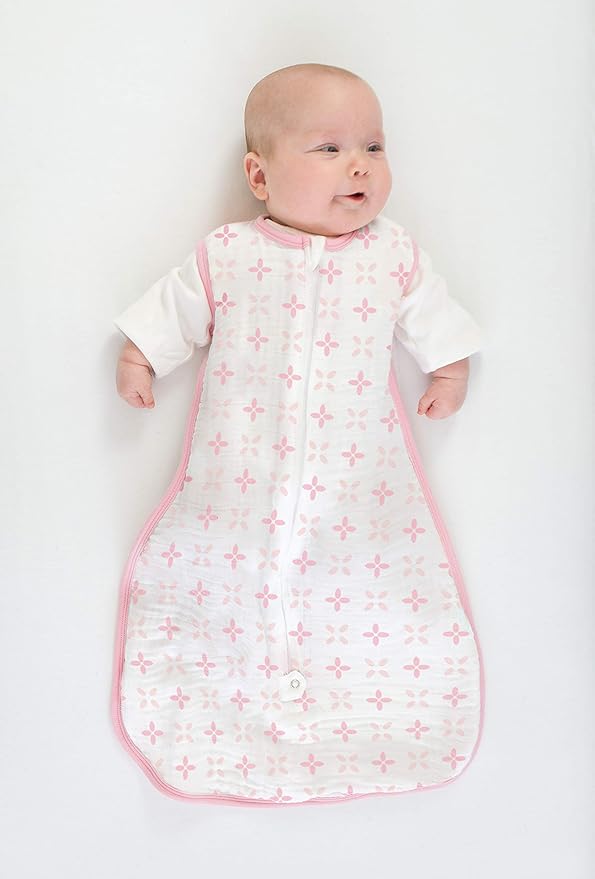 Amazing Baby Cotton Muslin Sleeping Sack, For Baby Girl, Wearable Blanket with 2-way Zipper, Springfield, Pink, Medium (6-12 Month)