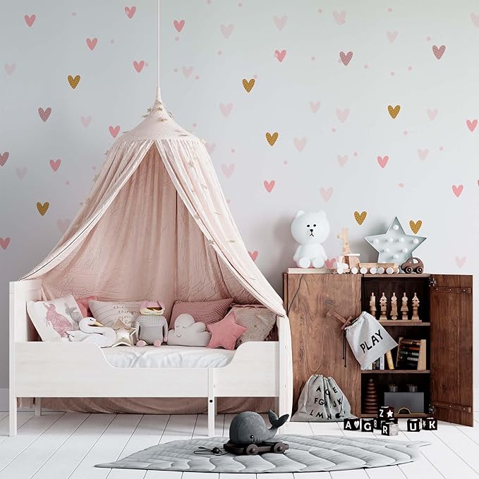 WS Wallpaper Heart Wall Decals Pack of 5 Sheets 135pcs by Lipastick - Polka Dots Wall Stickers for Bedroom Living Room Girls Room Decoration Kids Room Baby Nursery Room Removable Wall Decals