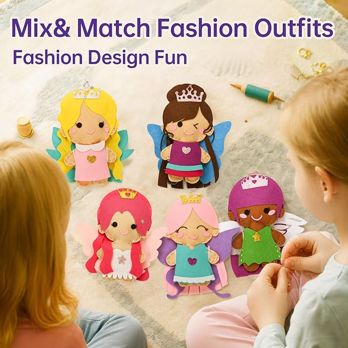 Cymbana Princess Felt Craft Kit for Girls Beginner Sewing Kit, Arts and Crafts for Kids Ages 8-12 Make Your Own Fashion Designer Kits