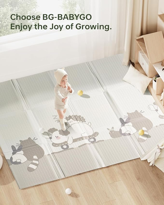 Baby Floor Play Mat 47"x47" Baby Playpen Mat, Foldable Baby Girl Playmat, Reversible Waterproof Foam Play Mats for Baby, 0.4 inch Crawling Baby Mat for 50" X 50" & 47"x47" Playpen(47*47*0.4)