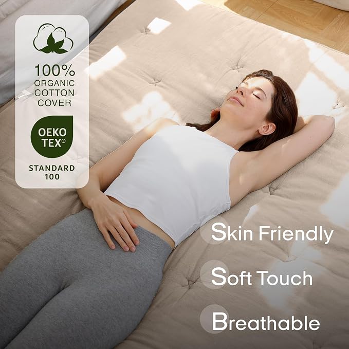 ZonLi Japanese Floor Futon Mattress Full Size 75"x 54", 100% Cotton Cover 4'' - Image 3