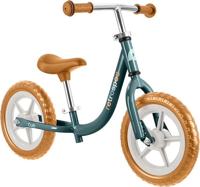 Retrospec Cub Toddler 12" Balance Bike, 18 Months - 3 Years Old, No Pedal Beginner Kids Bicycle for Girls & Boys, Flat-Free Tires, Adjustable Seat, & Durable Frame