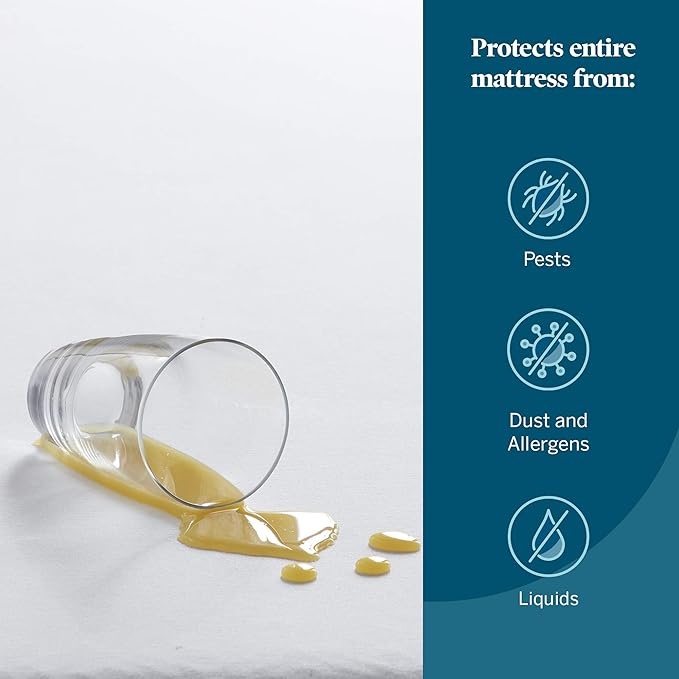 LUCID Premium Rayon from Bamboo Jersey Mattress Protector | Full Size Waterproof Mattress Protector | Ultra Soft, Fitted Sheet Style, White