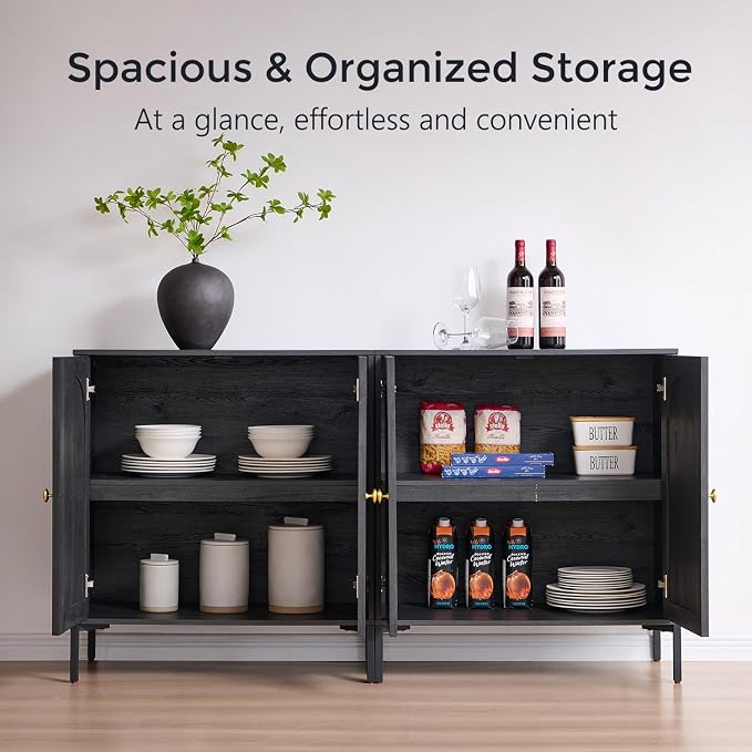 IFBUY Modern Sideboard Buffet Cabinet, 92.63" W Fluted Arched Buffet Cabinet - Image 3