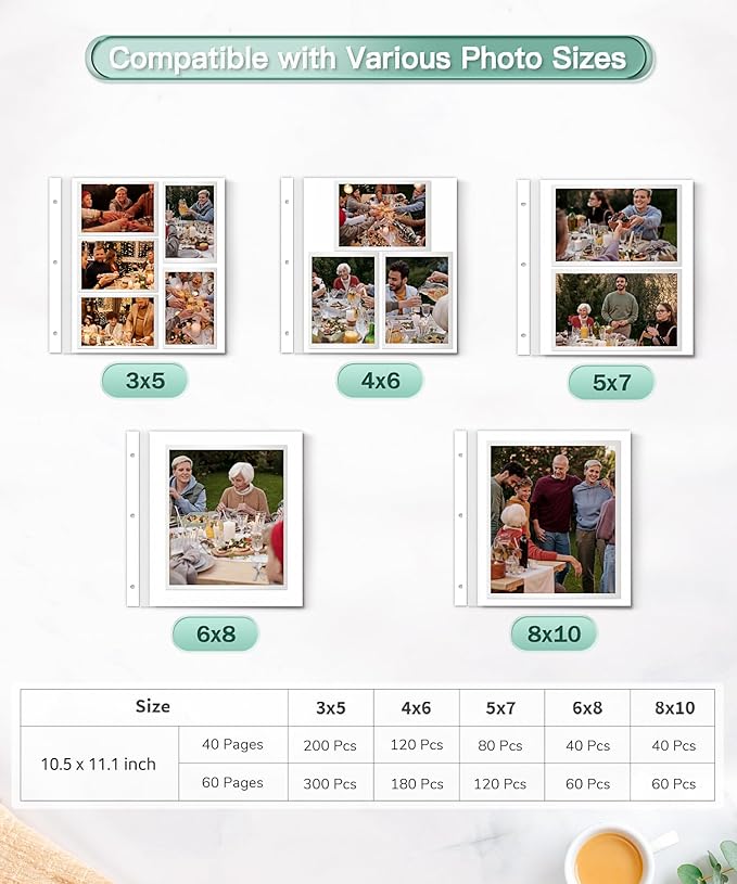 Popotop Photo Album Self Adhesive Scrapbook Album for 4x6 5x7 8x10 Pictures DIY Photo Book as Scrapbooking Supplies Kits, Birthday Gifts for Women Mom Wedding Baby Family Travel