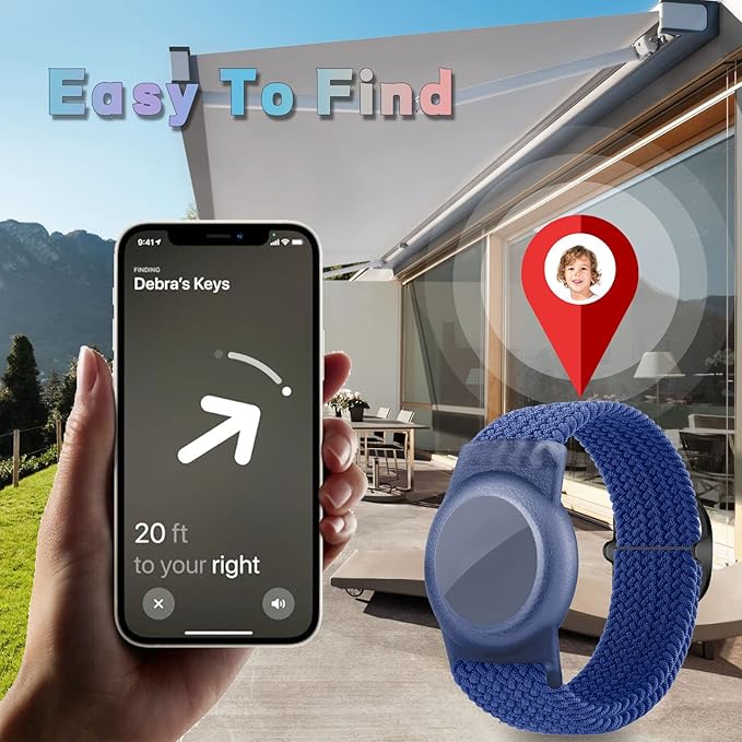 4 Pack Kids Bracelet Compatible with AirTag, GPS Kid Tracker Holder Braided Wristband for Apple Air Tag, 2022 Upgraded Nylon Adjustable Anti Lost Watch Band Fits Airtag for Kids Children(solid color)