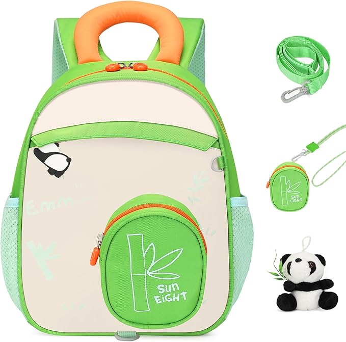 SUN EIGHT Kids Backpack with Plush Toy – Cute & Durable School Bag for Toddlers and Kindergarten