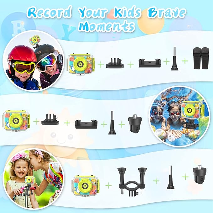Kids Digital Camera Waterproof,CHAKEYAKE 1080P Video Kids Underwater Selfie Camera,Children Sports Camera for Birthday Gifts Toys for Boys Age 3-12