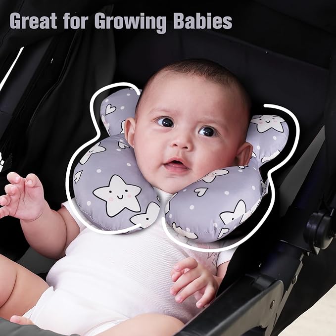 KAKIBLIN Baby Neck Pillow,Upgraded Baby Support Pillow, Head Pillow,Travel Pillow for Car Seat,Pushchair,Travel (Star)
