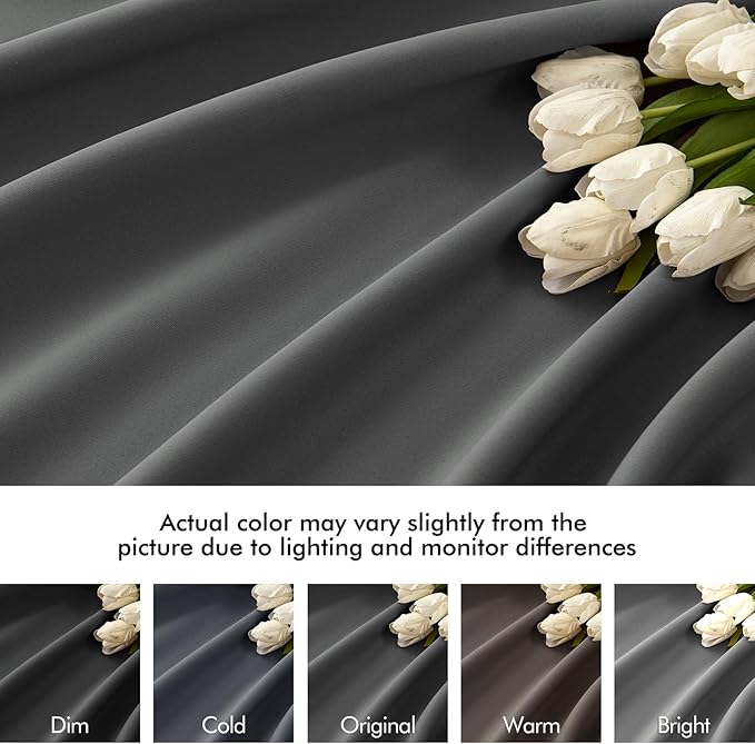 MIULEE Grey Back Tab Blackout Curtains 72 Inch Length 2 Panels Set for Living Room Bedroom Privacy, Rod Pocket/Pinch Pleat Thermal Insulated Room Darkening Pleated Light Blocking Drapes