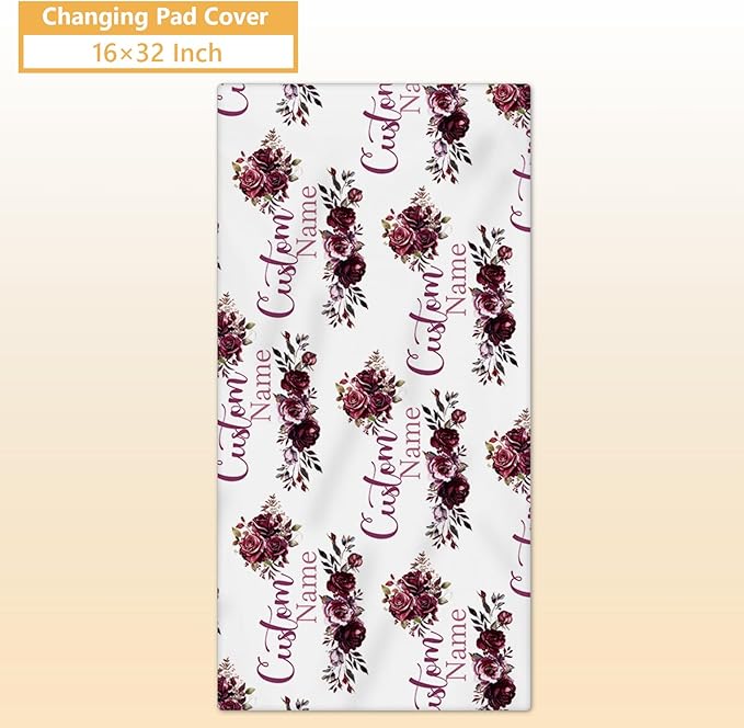 Personalized Crib Bedding Set, 5 Pcs Custom Nursery Bedding Sets with Name, Infant Bedding Set for Baby Girls, Purple Flower Double Layer Baby Crib Set, Babies Toddlers Kids Customized Gifts