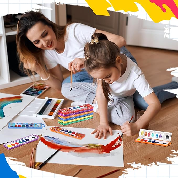 36 Pcs Apple Style Watercolor Painting Set for Kids 8 Washable Colors with Brush Watercolor Painting Set Gift Party Supplies Back to School Party Gift Exchange