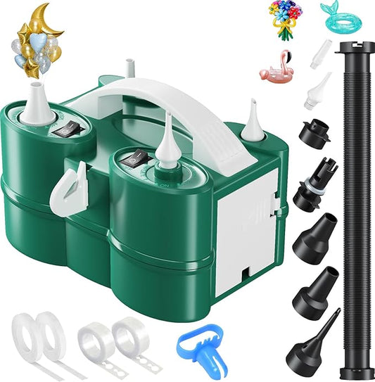 3-in-1 Electric Balloon Pump, Portable Air Pump for Latex 260q Foil Balloons, Dual Nozzle Balloon Blower Machine for Party Decoration, 110V AC Inflator Deflator for Inflatables Pool Floats Mattress